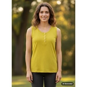 Patagonia Womens Sleeveless Top Button‎ Up Shirt Organic Cotton Yellow